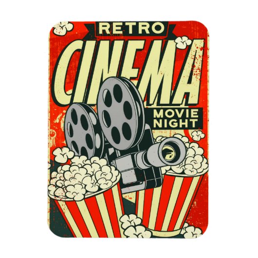 Retro *CINEMA* [Filmnacht] Flexibles Magnet (Vertikal)