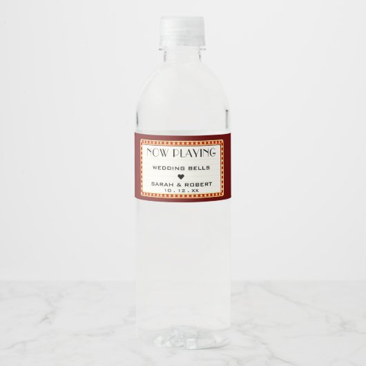 Retro Cinema Theater Marquee Sign Gastgeschenk Hoc Wasserflaschenetikett (Vorderseite)