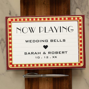 Retro Cinema Theater Marquee Sign Red Wedding Gästebuch