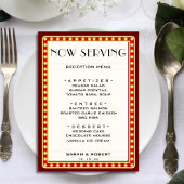 Retro Cinema Theater Marquee Sign Red Wedding Menükarte