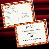 Retro Cinema Theater Marquee Sign Red Wedding RSVP Postkarte