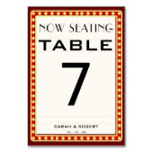 Retro Cinema Theater Marquee Sign Red Wedding Tischnummer (Vorderseite)