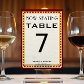 Retro Cinema Theater Marquee Sign Red Wedding Tischnummer