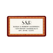 Retro Cinema Theater Marquee Sign Wedding Adresse Adressaufkleber (Vorne)