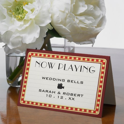 Retro Cinema Theater Marquee Sign Wedding Dankeskarte