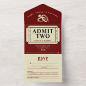 Retro Cinema Theatre Admit 2 Ticket Hochzeit All In One Einladung (Innen Boden)