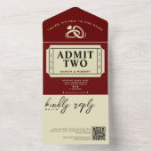 Retro Cinema Theatre Admit 2 Ticket Hochzeit All In One Einladung (Innen)