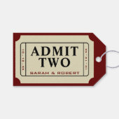 Retro Cinema Theatre Admit 2 Ticket Hochzeit Geschenkanhänger (Vorderseite (Horizontal))