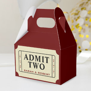 Retro Cinema Theatre Admit 2 Ticket Hochzeit Geschenkschachtel