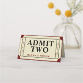 Retro Cinema Theatre Admit 2 Ticket Hochzeit Platzkarte (Rückseite)