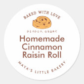 Retro Cinnamon Roll Logo Bakery Product Name Runder Aufkleber (Vorderseite)