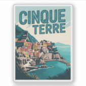 Retro Cinque Terre Wandern Aufkleber (Vorderseite)