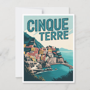Retro Cinque Terre Wandern Postkarte