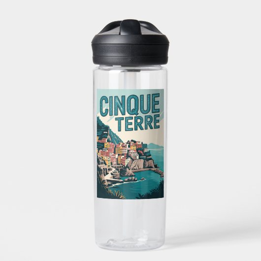 Retro Cinque Terre Wandern Trinkflasche (Vorderseite)