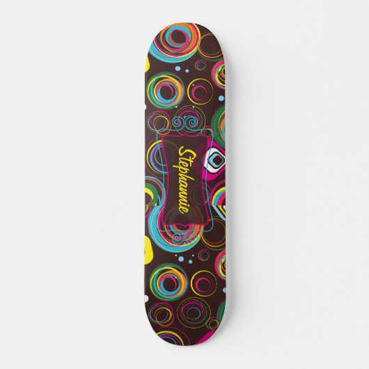Retro Circle Colorful Comp Skateboard der 1970er J (Vorne)