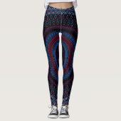 Retro Circle Geometric Mandala Trippy Hippie Boho Leggings (Vorderseite)