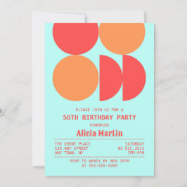 Retro Circle Geometric Muster Minze Geburtstag Einladung