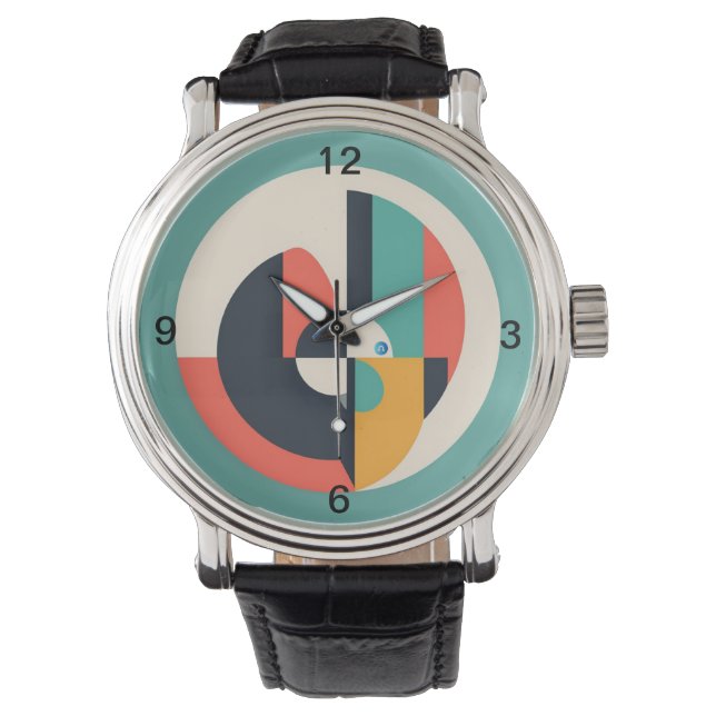 Retro Circle Pattern Wristwatch Armbanduhr (Vorderseite)