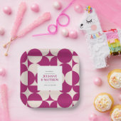 Retro Circle Scallop Mitte Jahrhundert Lila Hochze Pappteller (Party)