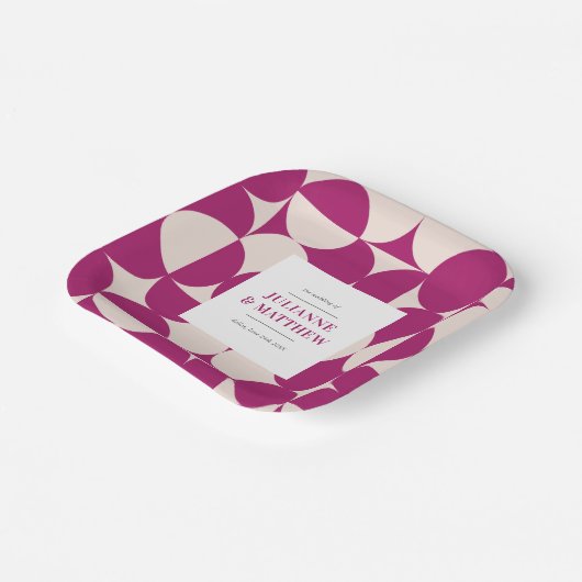 Retro Circle Scallop Mitte Jahrhundert Lila Hochze Pappteller (Gewinkelt)