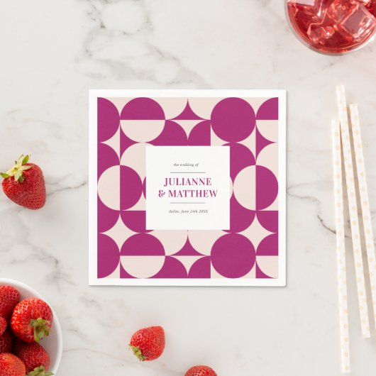 Retro Circle Scallop Mitte Jahrhundert Lila Hochze Serviette (Beispiel)