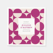 Retro Circle Scallop Mitte Jahrhundert Lila Hochze Serviette (Vorderseite)
