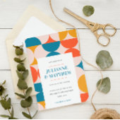 Retro Circle Scallop Mitte Jahrhundert QR CODE FOT Einladung