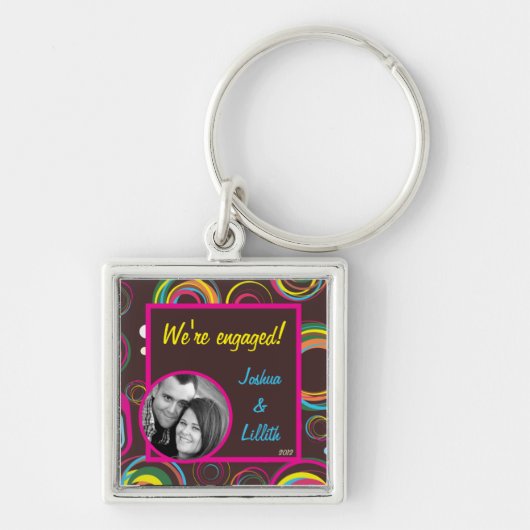 Retro Circle Square 1950 Groovy Key Chain Schlüsselanhänger (Vorne)