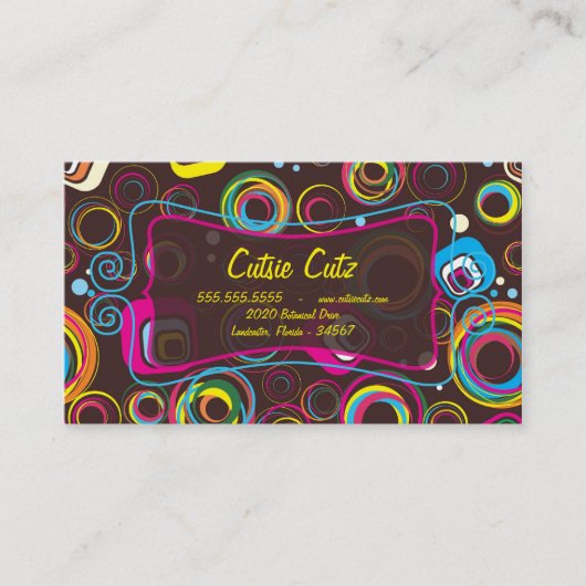 Retro Circle Square 1970 Visitenkarten Visitenkarte (Vorderseite)