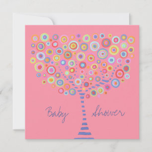 Retro Circle Tree Kinderdusche Einladung