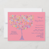 Retro Circle Tree Kinderdusche Einladung (Rückseite)