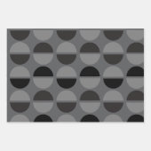 Retro Circles Black and Grey Wrapping Gift Paper Geschenkpapier Set (Vorderseite 2)