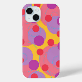 Retro Circles Dots BlackBerry Lila Funky Groovy iPhone 15 Hülle