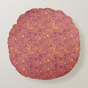 Retro Circles Grunge Pattern Rundes Kissen