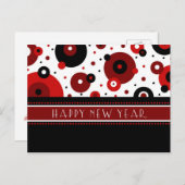 Retro Circles Happy New Year Postkarten (Vorne/Hinten)