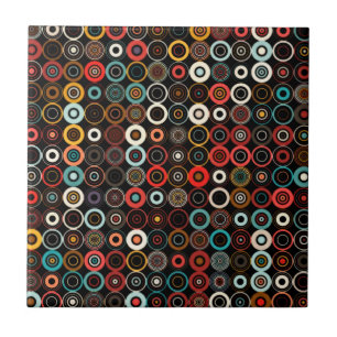 Retro Circles Keramik Tile - Boho Chic Style Fliese