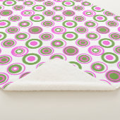 Retro Circles Magenta rosa grün auf weiß Sherpadecke (3/4)