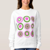 Retro Circles Magenta rosa grün auf weiß Sweatshirt (Vorderseite)