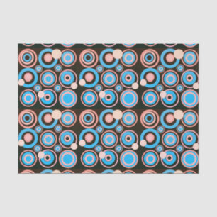 Retro Circles Party Coral Türkis Schwarz Seidenpapier