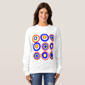 Retro Circles Red Yellow Blue on White Sweatshirt (Vorne ganz)