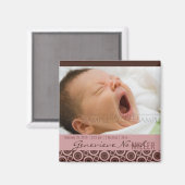 Retro Circles Rosy Brown ・ Baby-Ankündigung Magnet (Vorderseite/Rückseite)