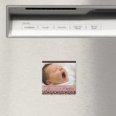 Retro Circles Rosy Brown ・ Baby-Ankündigung Magnet (In Situ (Geschirrspüler))