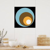 Retro Circles Schwarz Blau braun Orange & Weiß Poster (Küche)