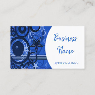 Retro Circles & Stars Blue Business Card 4 Visitenkarte