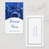 Retro Circles & Stars Blue Business Card 5 Visitenkarte (Vorne/Hinten)