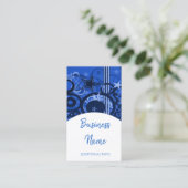 Retro Circles & Stars Blue Business Card 5 Visitenkarte (Stehend Vorderseite)