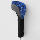 Retro Circles & Stars Blue Golf Headcover (angewinkelt)