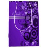 Retro Circles & Stars Lila Geschenktüte (Vorderseite)