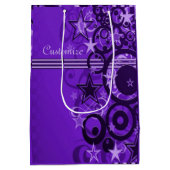 Retro Circles & Stars Lila Geschenktüte (Rückseite)