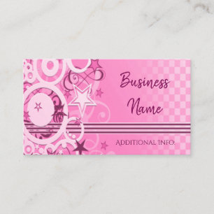 Retro Circles & Stars Pink Business Card Visitenkarte